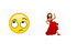 smiley and dancing woman in a red dress