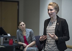 Alexandra Grinsell speaks during her final presentation