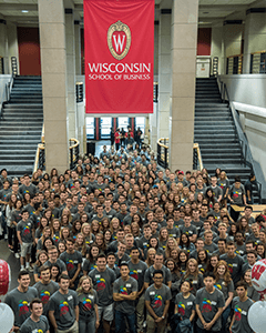 Incoming Wisconsin BBA students are welcomed during the Fall 2017 Induction.