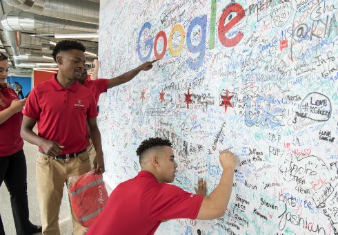 BEL students sign Google wall
