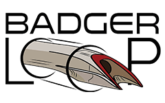 Badgerloop logo shows pod shooting through double ’o’ letters