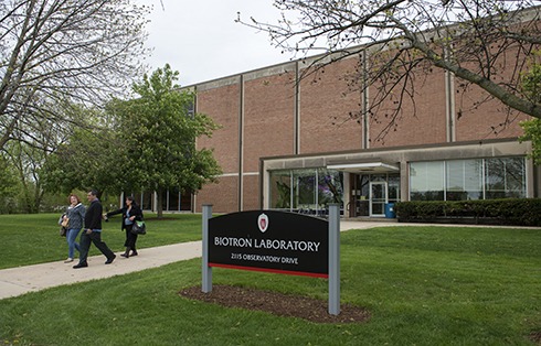 An exterior image of the Biotron Laboratory on the University of Wisconsin-Madison campus.
