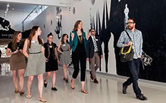Arts Administration students visit a local art museum during orientation week