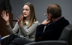 Caitlin Clarke gestures as she talks