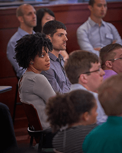 MBA students listen to a session in the Plenary Room