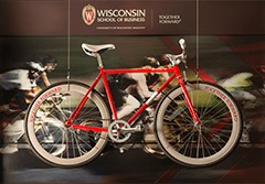 Red bicycle in Grainger Hall
