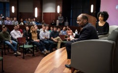 Roger Ferguson Jr. addresses the Weikel audience