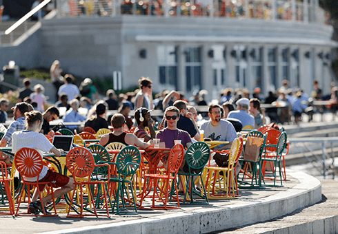 UW-Madison students enjoy a summer day at Memorial Union Terrace