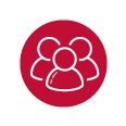 red circle icon with three people