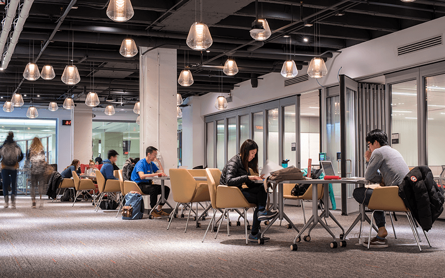 Business students find ample space to study in the Learning Commons