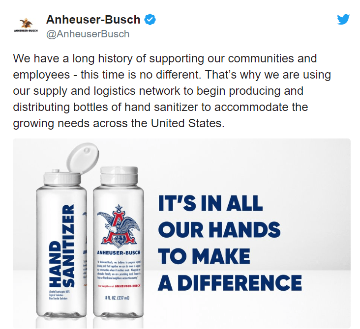 Anheuser-Busch Post during Covid-19 Crisis