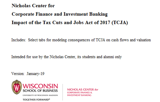 Nicholas Center Modeling Resource: Modeling Impacts from the Tax Cuts and Jobs Act of 2017 (TCJA)