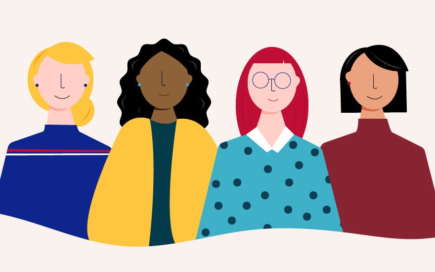 Illustration of four diverse women