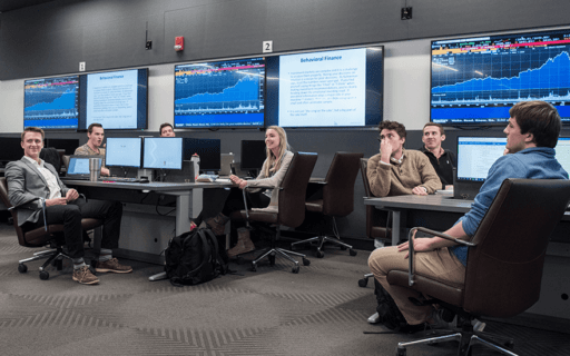 Business students learn in the Finance and Analytics Lab