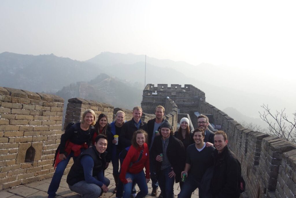 Sean with a group of people on the Great Wall