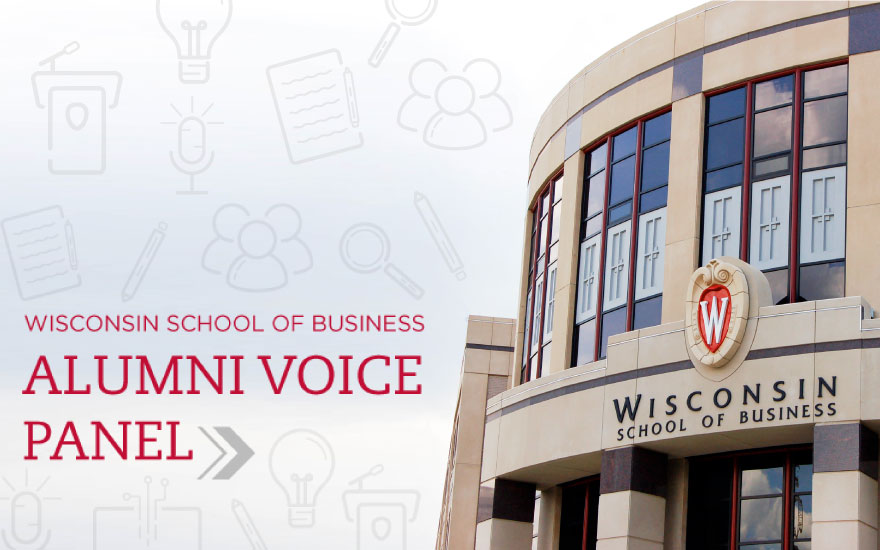 An image of Grainger Hall with the words Alumni Voice Panel