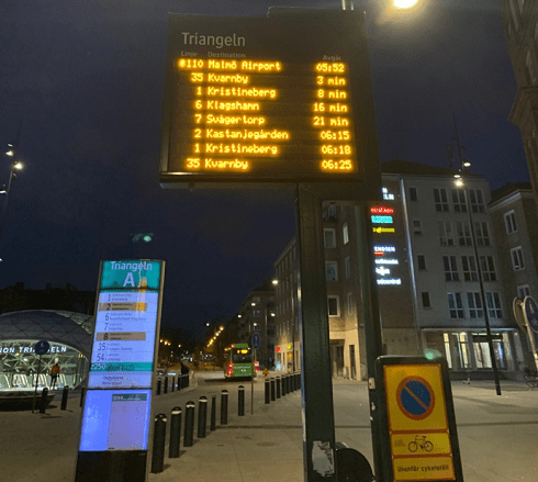 bus stop in Malmö.