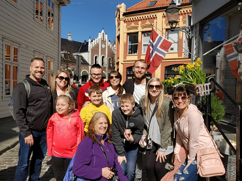 family photo in Bergen, Norway