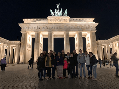 family photo at night in Berlin