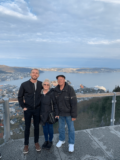 family photo overlooking Bergen