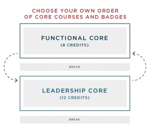 A graphic outlining course order options in the Wisconsin Professional MBA