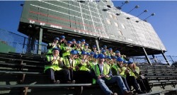 Students sitting in a stadium