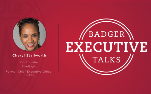 Badger Executive Talks logo with Cheryl Stallworth photo