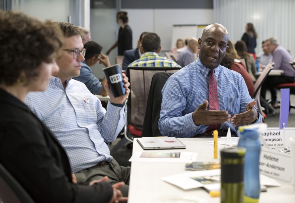 Ray Thompson networking with students