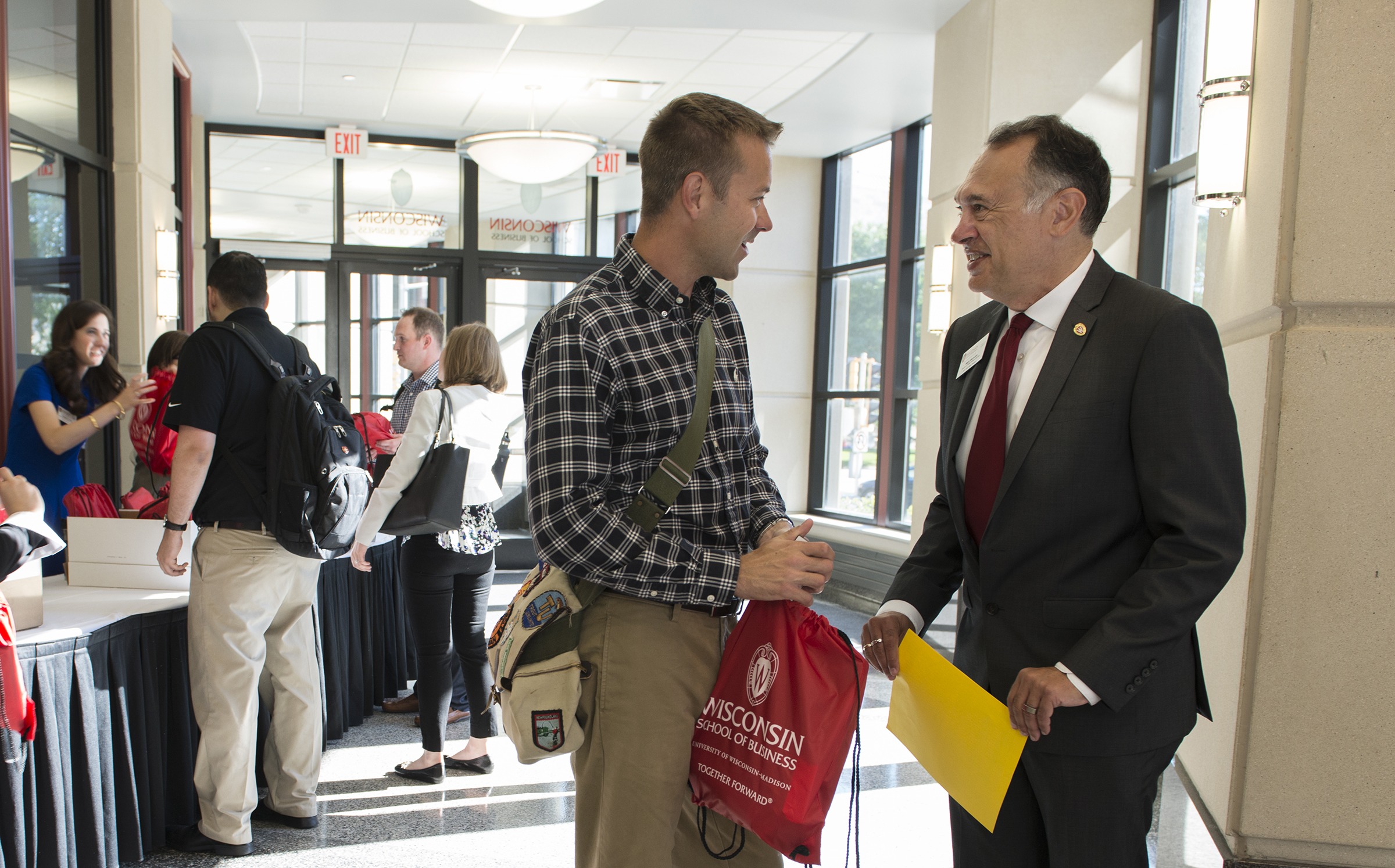 Students checking in at Experience Week