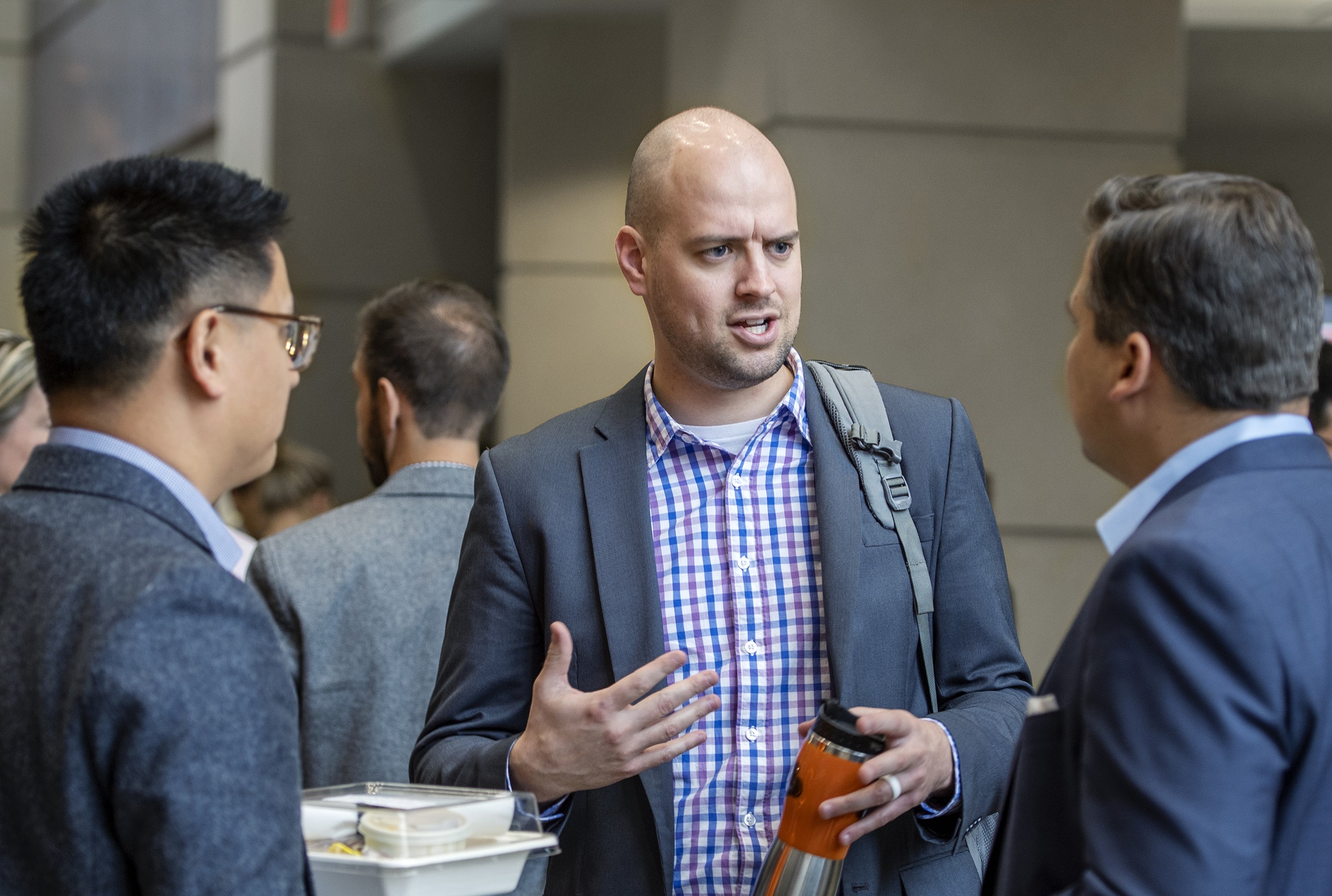 Three people networking