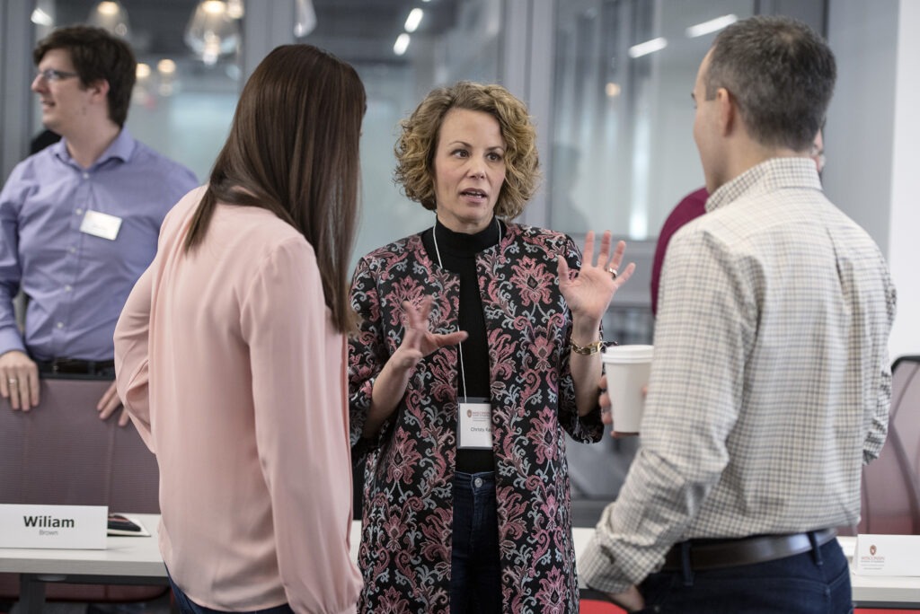 Christy Kaufman speaking with MBA students