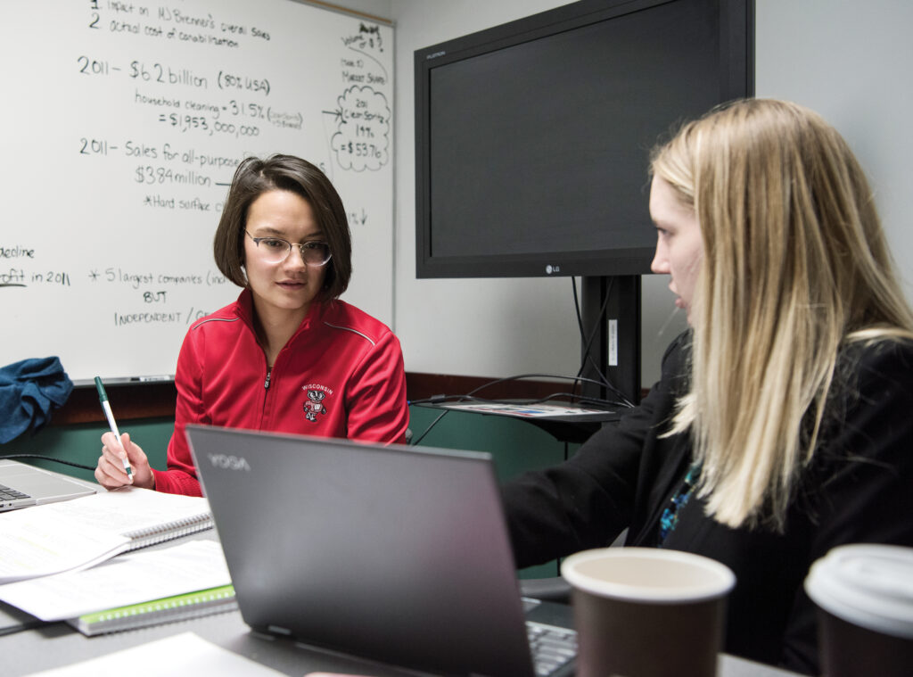 Two students working together