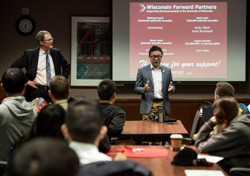 Students at a Partner Up meeting
