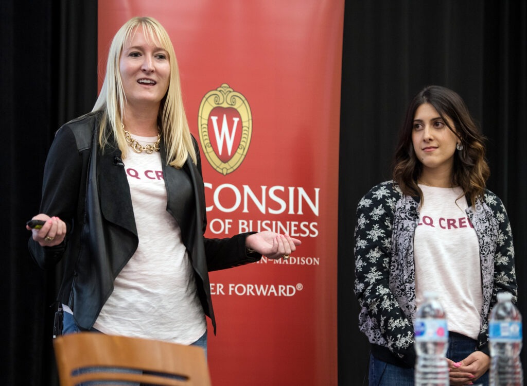 Two women giving a presentation