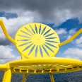 close-up of yellow Memorial Union Terrace chair