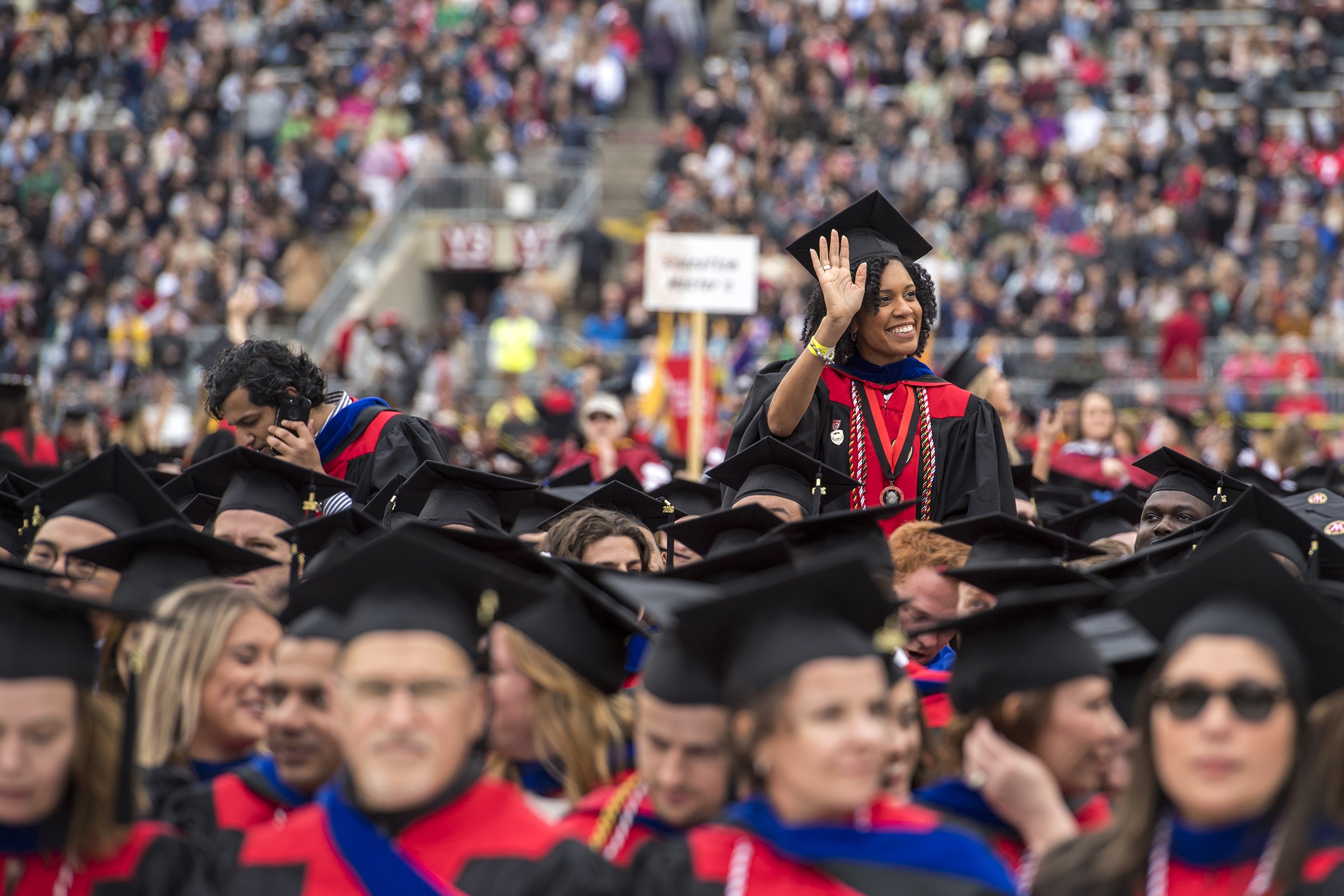 WSB graduates at Camp Randall during Commencement