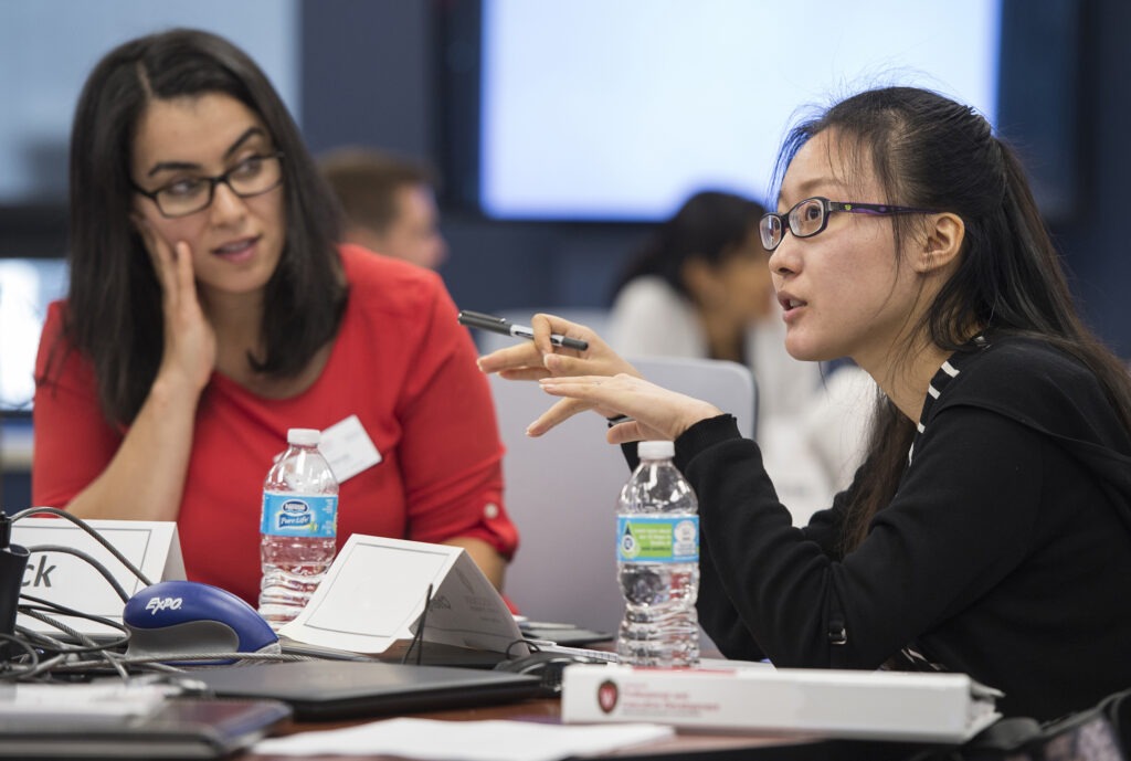 Students at an ethics workshop