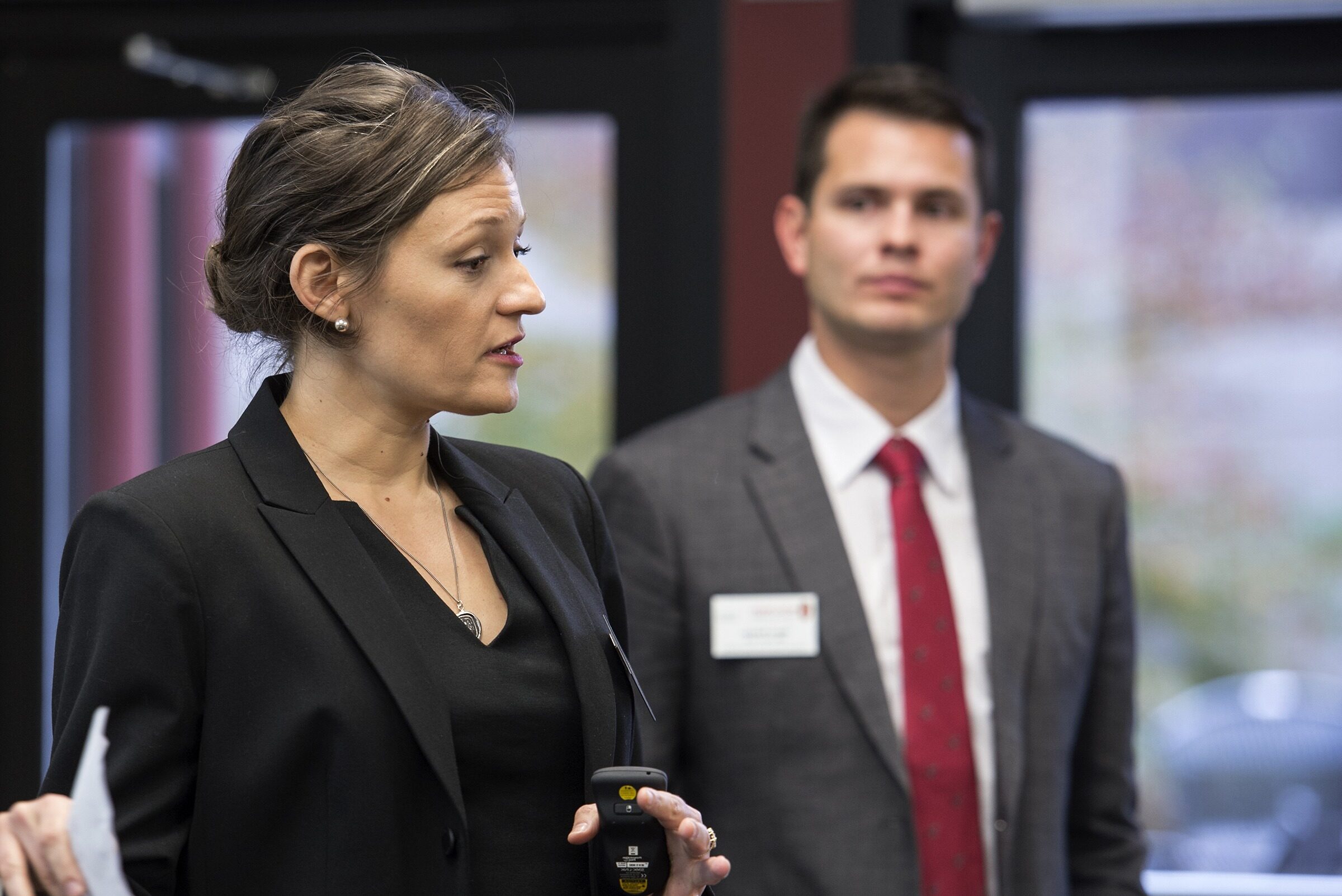 MBA students present a team project.