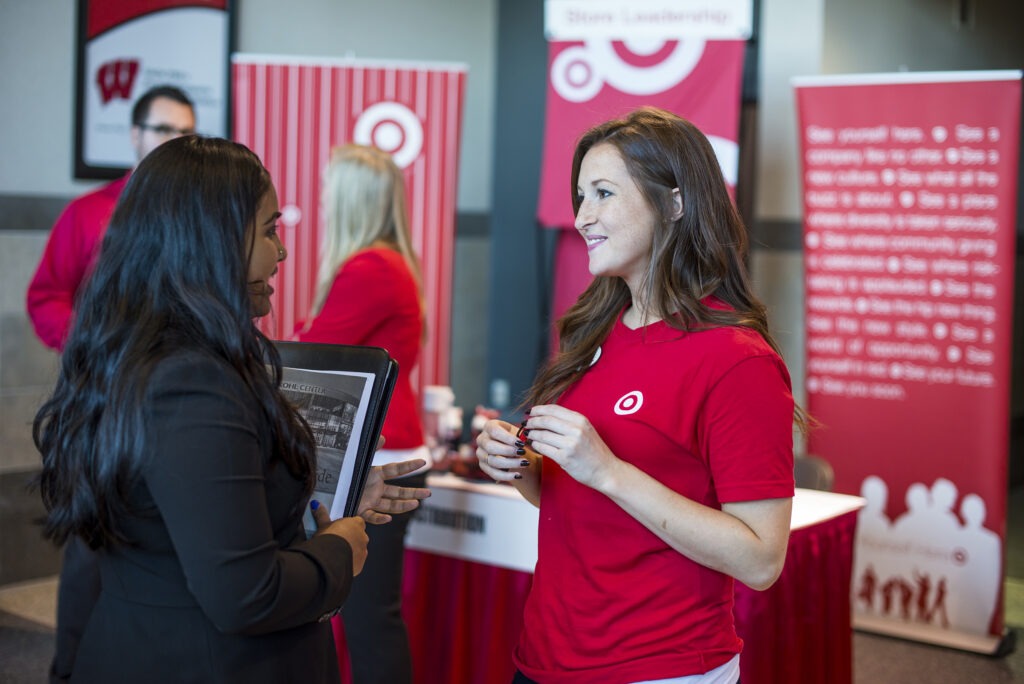 Student at a career fair