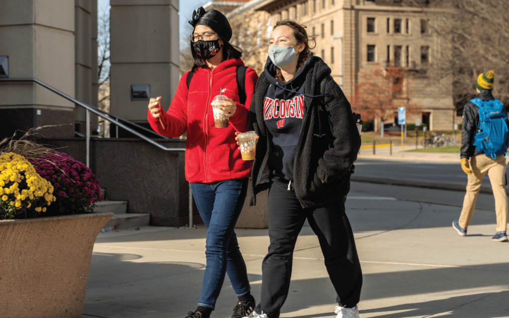 Students walking on campus