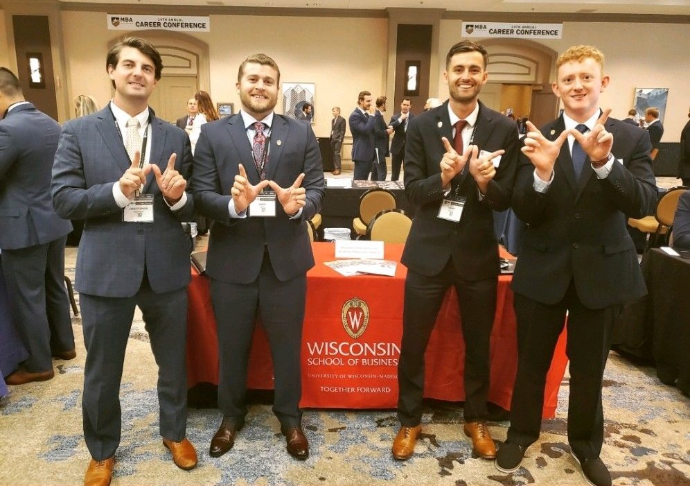 MBA students posing at the MBA Veterans Conference