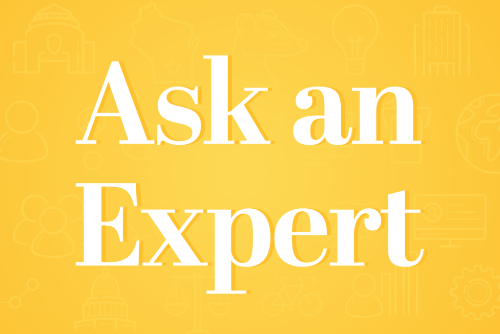 Ask an Expert lettering over yellow background