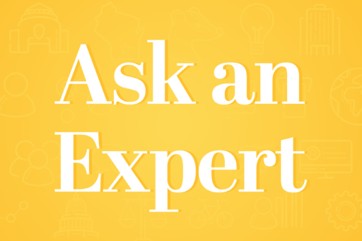 Ask an Expert lettering over yellow background