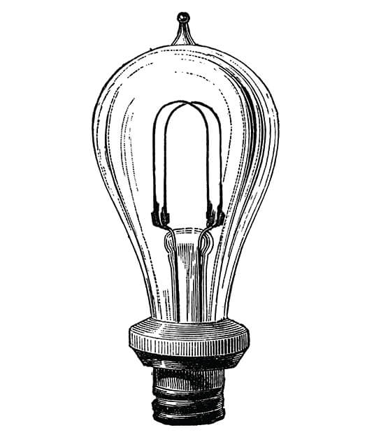 Drawing of a lightbulb.