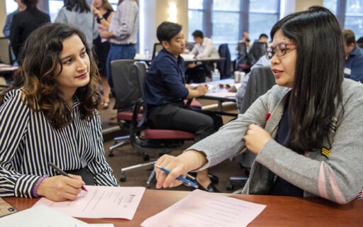 Two students working together