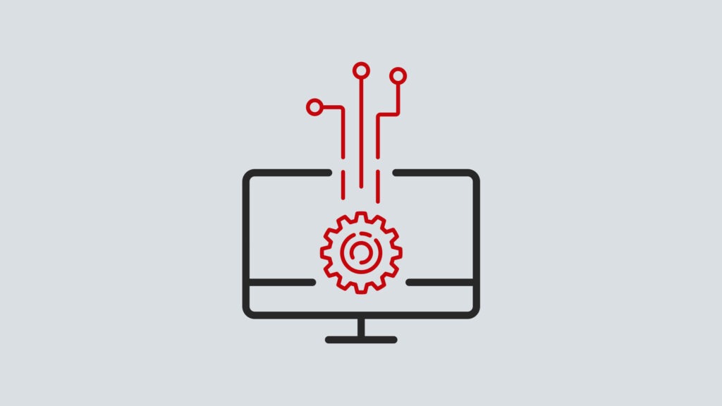 icon of computer with a gear in the center