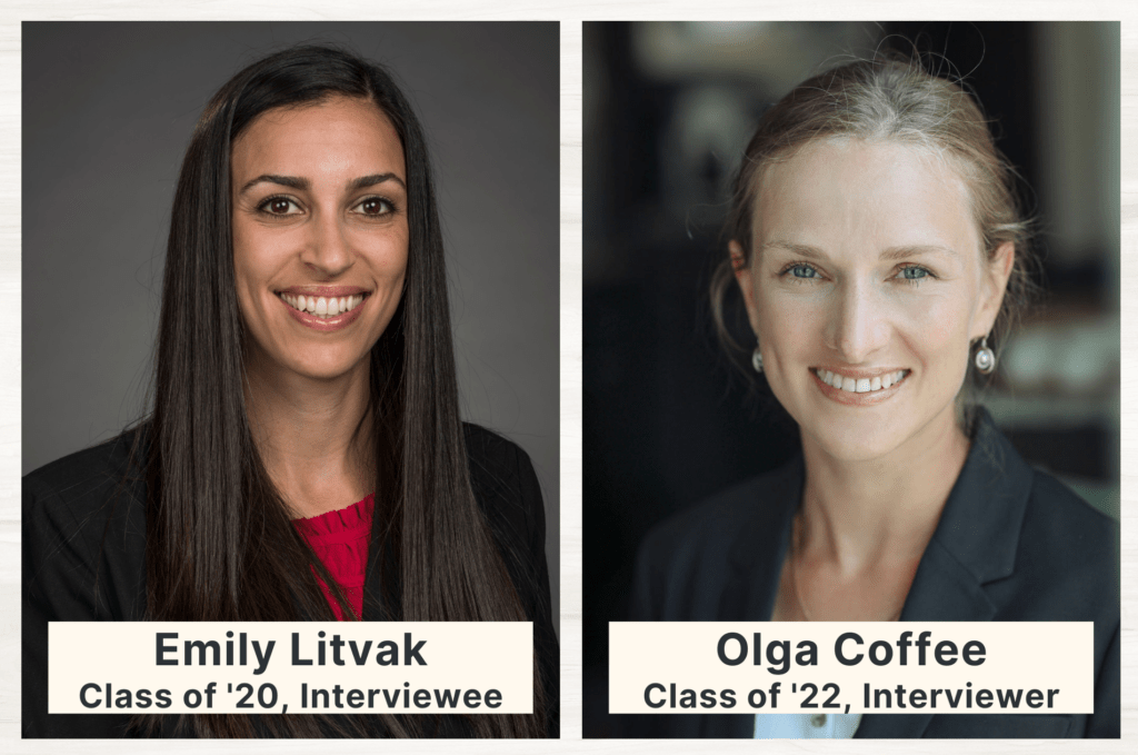 Emily Litvak, class of '20, Interviewee and Olga Coffee, class of '22, interviewer
