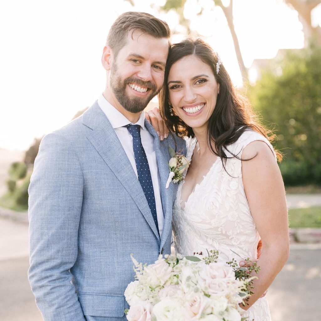 Emily Litvak and her husband wedding photo