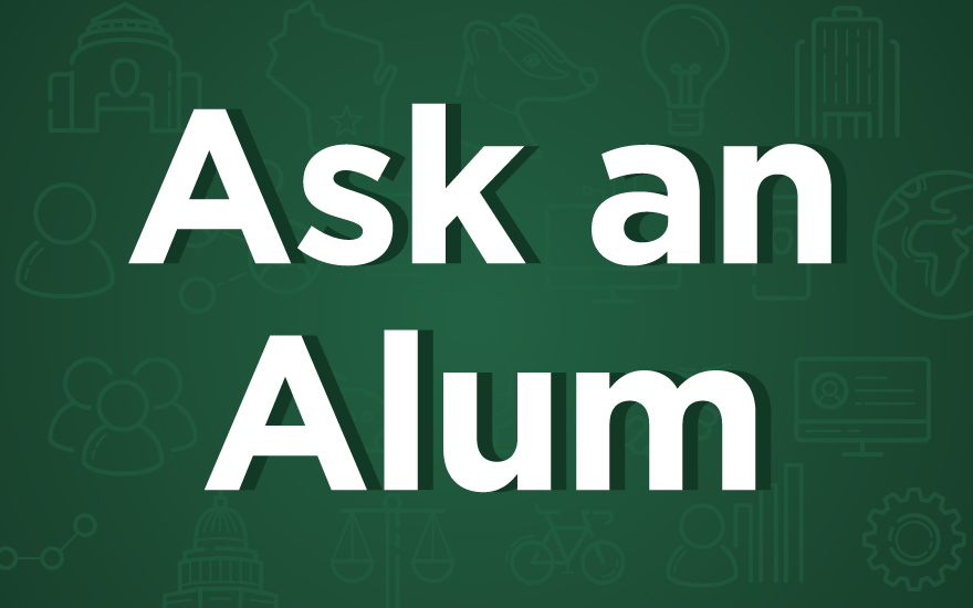 Ask an Alum with green background