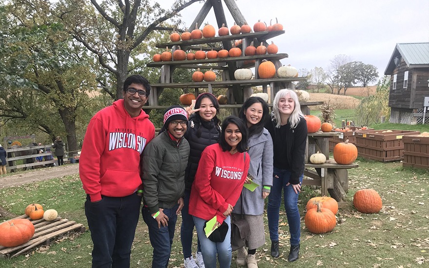 First-year and second-year MBA students at MBA Pumpkin patch